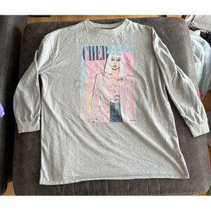 Cher Graphic Long-Sleeve Heather Gray T-Shirt